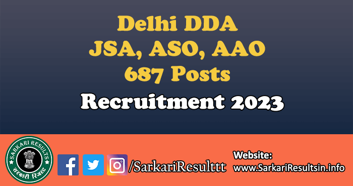Delhi DDA Various Posts Recruitment 2023