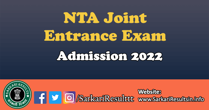  NTA JEE Entrance Exam Result 2022