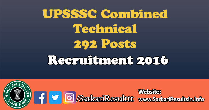 UPSSSC Combined Technical Recruitment 2016