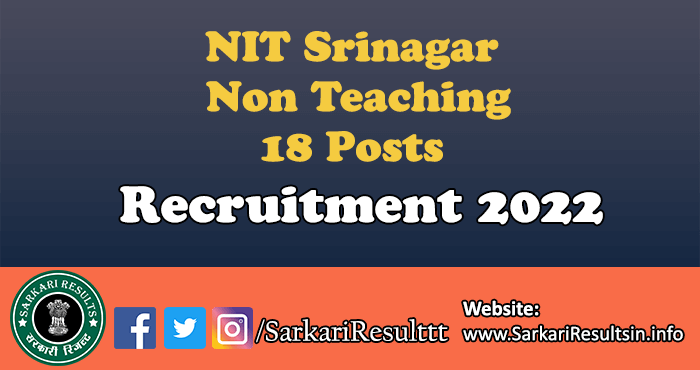 NIT Srinagar Non Teaching Recruitment 2022