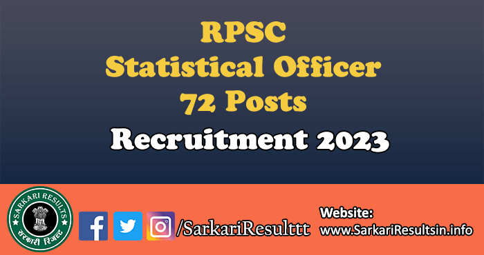 RPSC Statistical Officer Recruitment 2023