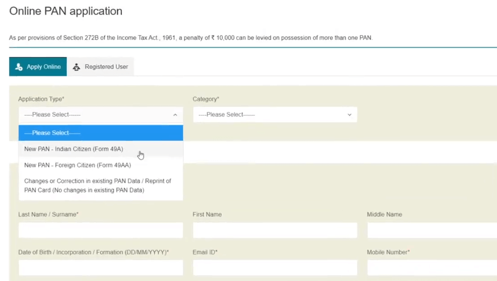 Apply Pan Card Online