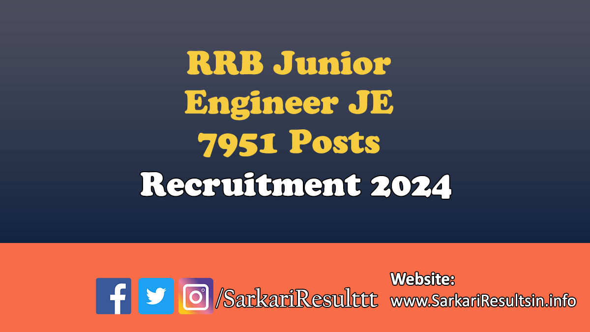 RRB Junior Engineer JE Recruitment 2024