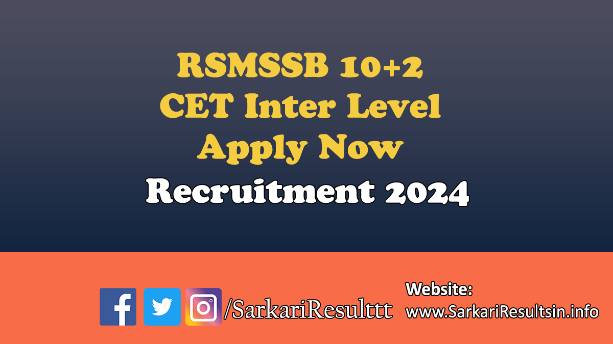 RSMSSB 10+2 CET Inter Level 2024