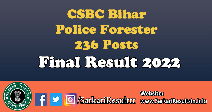 CSBC Bihar Police Forester Final Result 2022