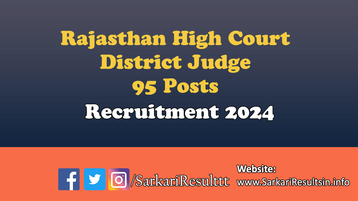 Rajasthan High Court District Judge Recruitment 2024