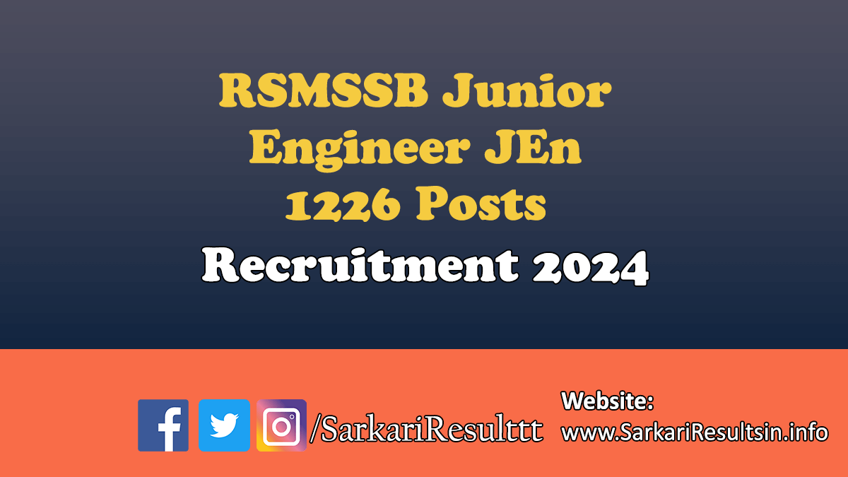 RSMSSB Junior Engineer JEn Recruitment 2024