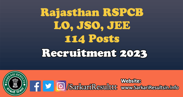 RSPCB LO, JSO and JEE Recruitment 2023