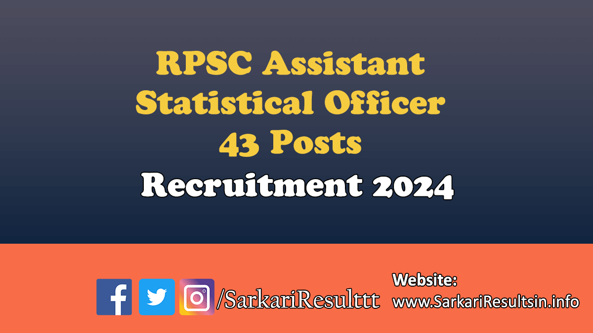 RPSC Assistant Statistical Officer Recruitment 2024