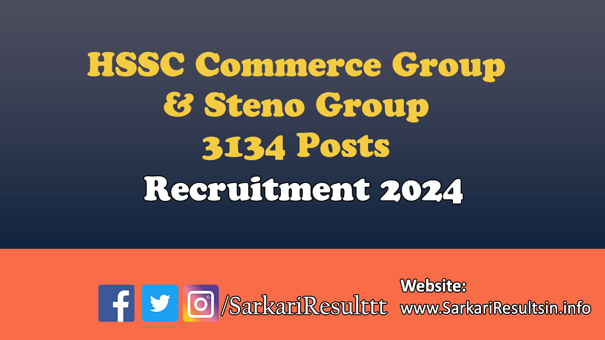 HSSC Commerce Group Steno Group Recruitment 2024