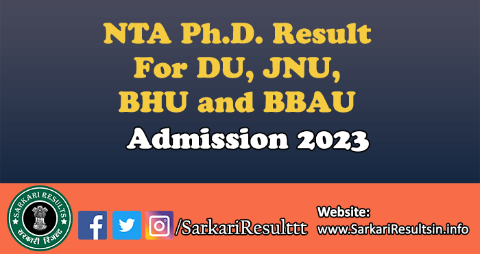 NTA PhD Entrance Test Result 2023