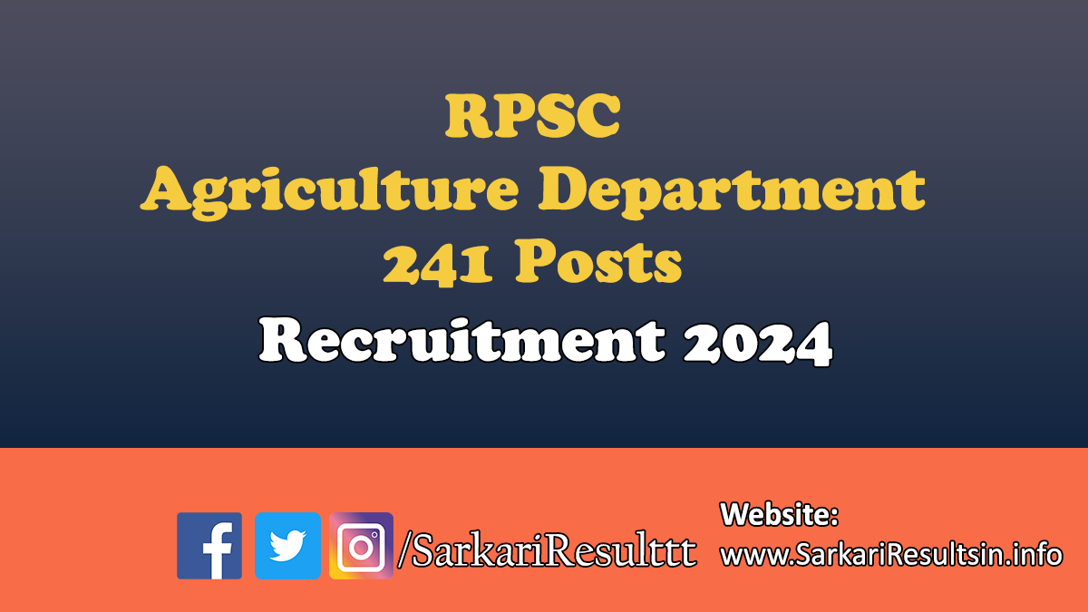 RPSC Agriculture Department Recruitment 2024