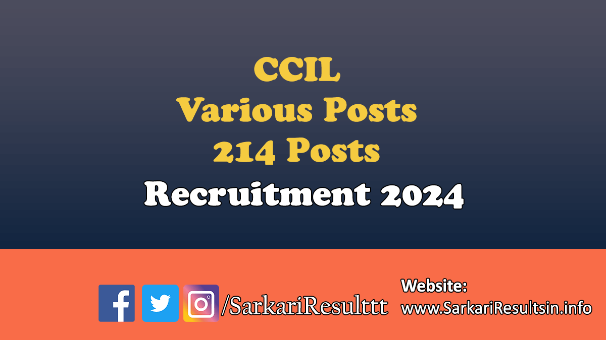 CCIL Various Posts Recruitment 2024