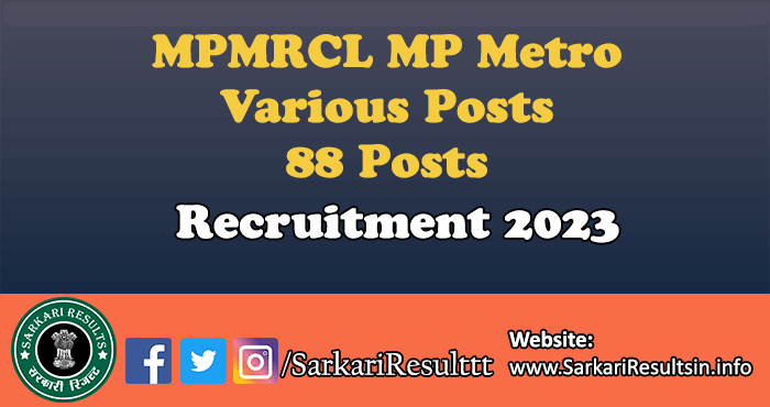 MPMRCL MP Metro Various Posts Recruitment 2023