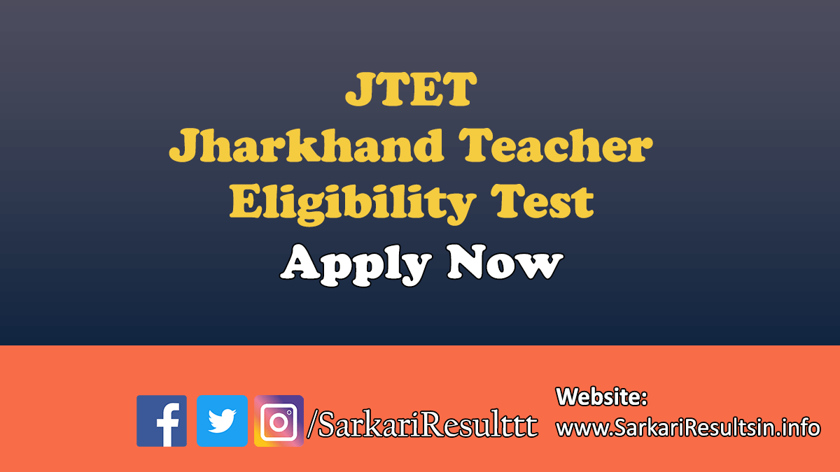 Jharkhand TET JTET Recruitment 2024