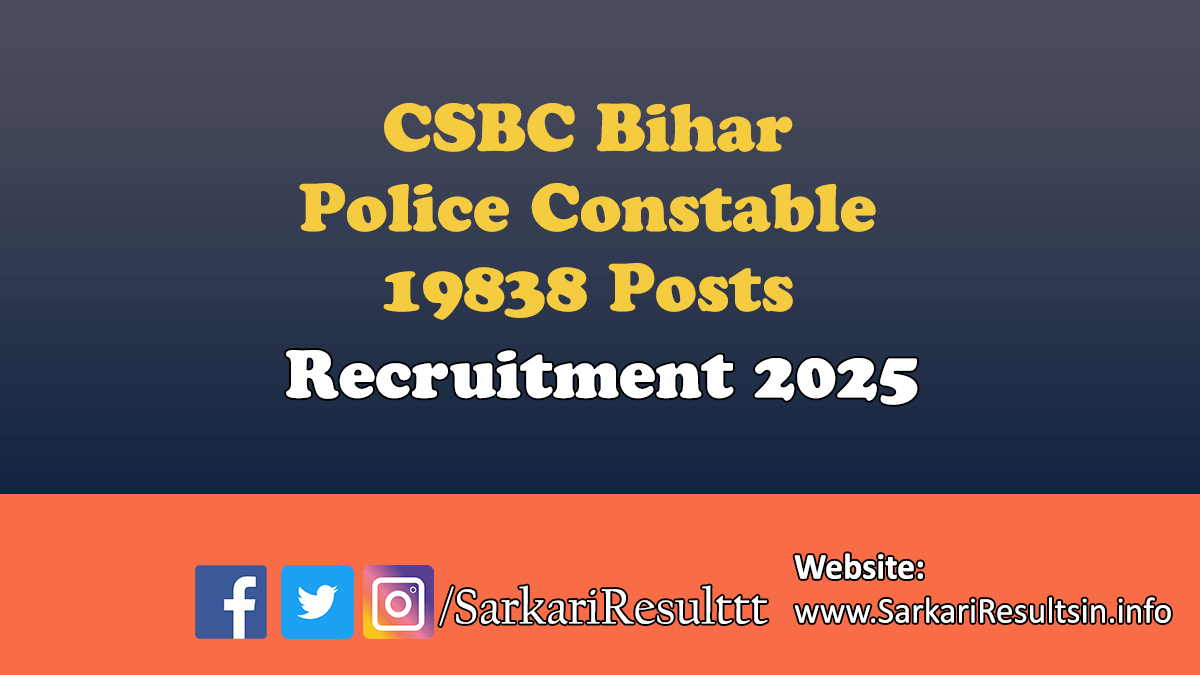 CSBC Bihar Police Constable Recruitment 2025