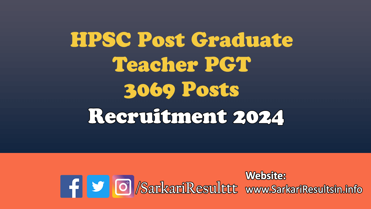 Haryana HPSC PGT Recruitment 2024