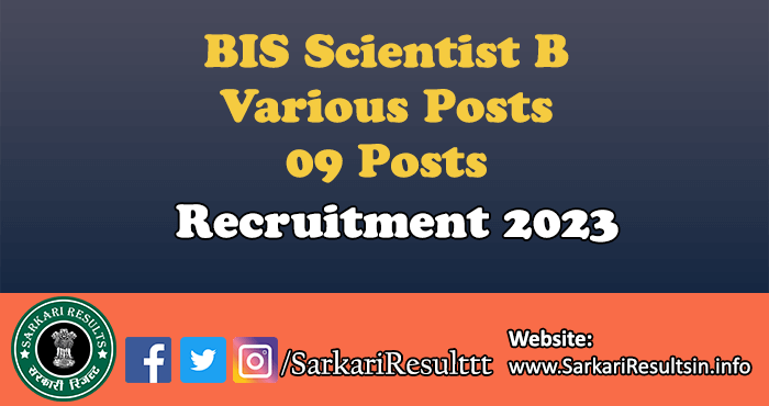 BIS Scientist B Recruitment 2023