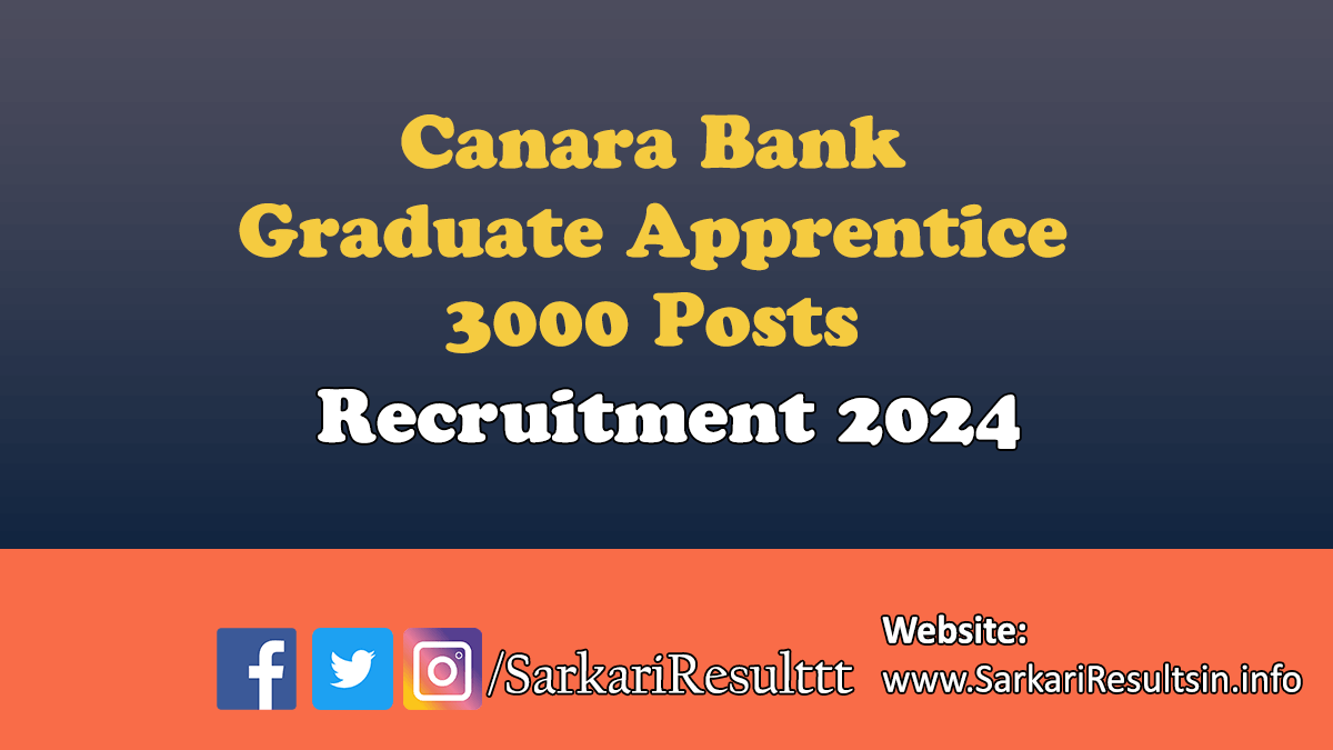 Canara Bank Graduate Apprentice Recruitment 2024