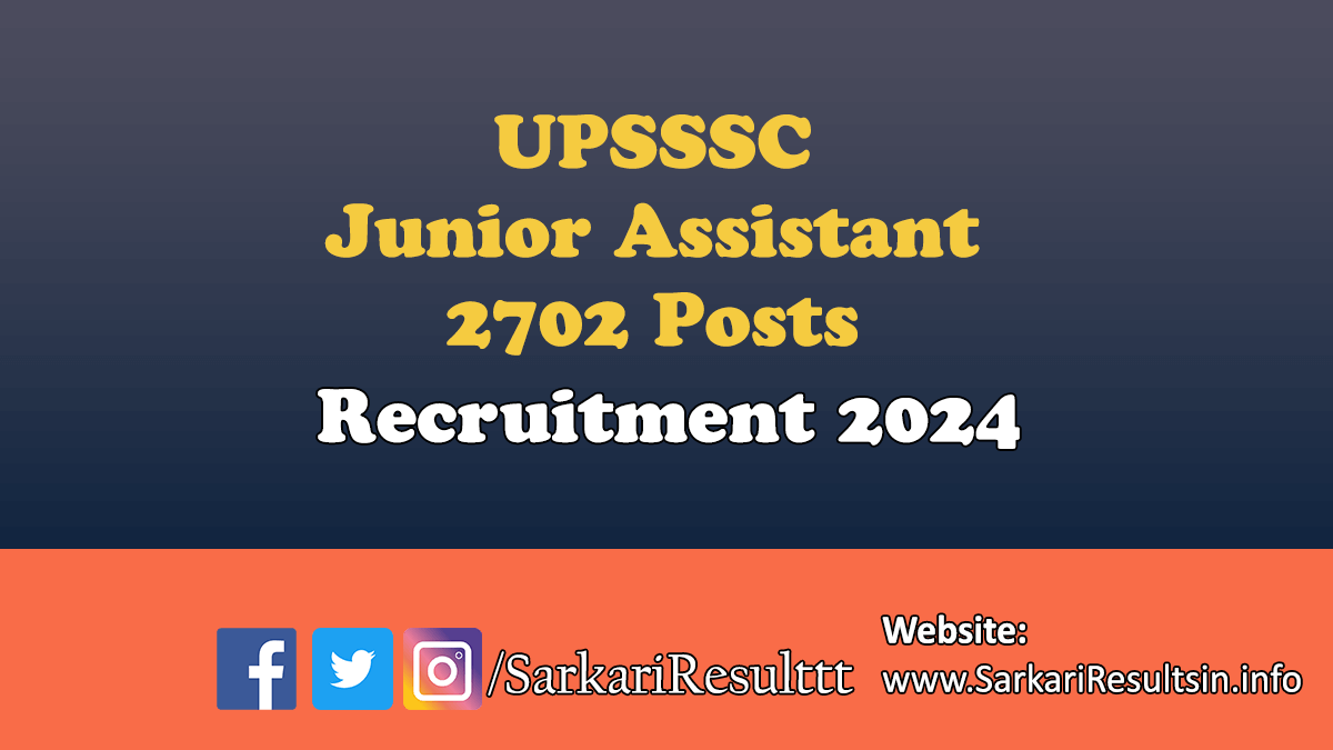 UPSSSC Junior Assistant Recruitment 2024