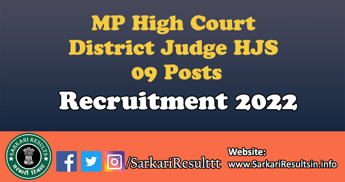 MP High Court District Judge HJS Recruitment 2022