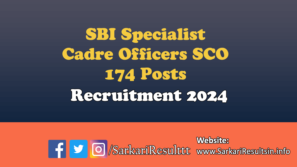 SBI SCO Various Posts Recruitment 2024 Apply For 174 Posts