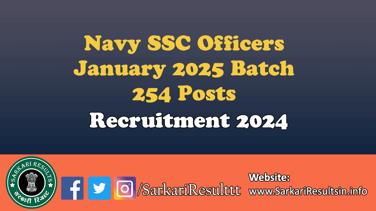 Navy SSC Officers January 2025 Batch Recruitment 2024