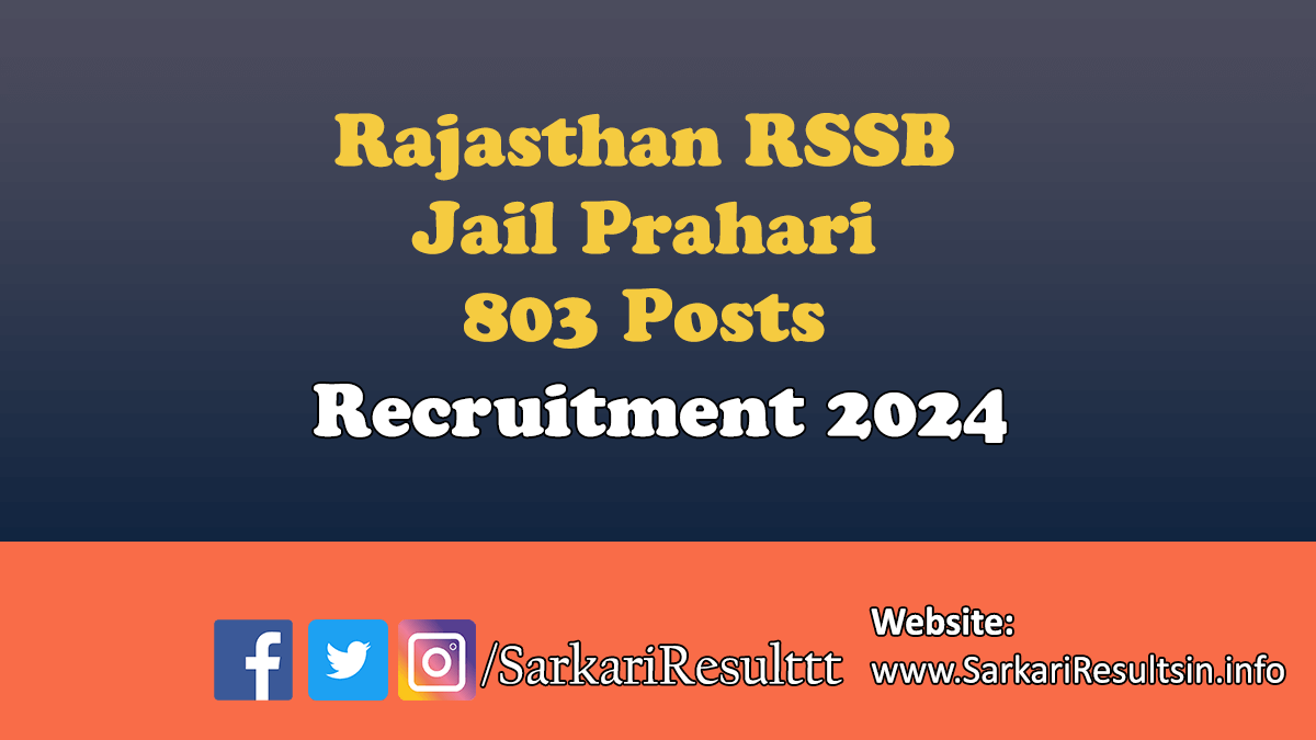 RSSB Jail Prahari Recruitment 2024