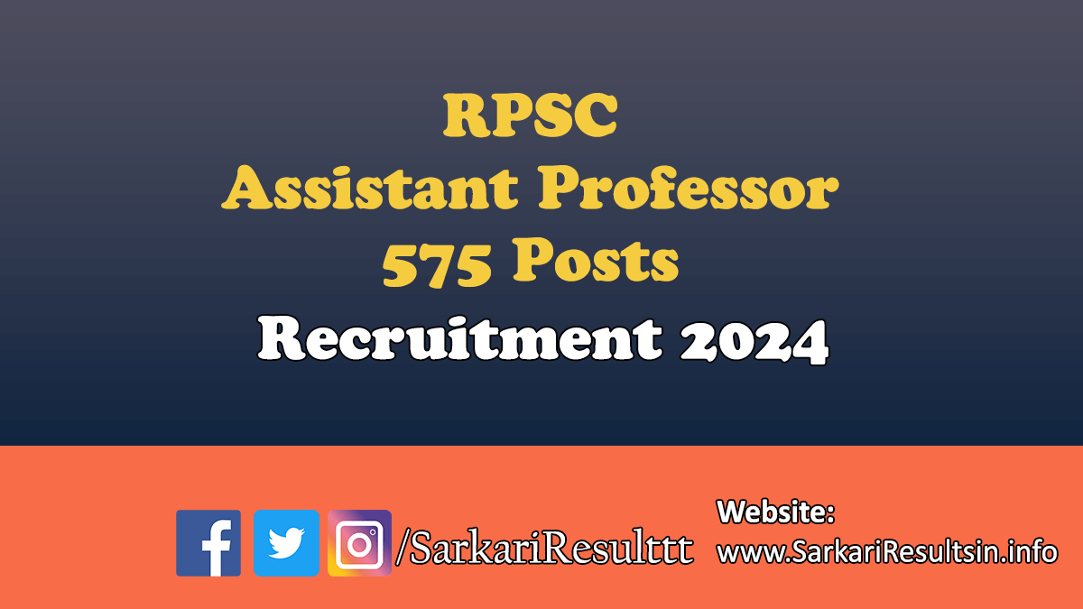 RPSC Assistant Professor Recruitment 2024