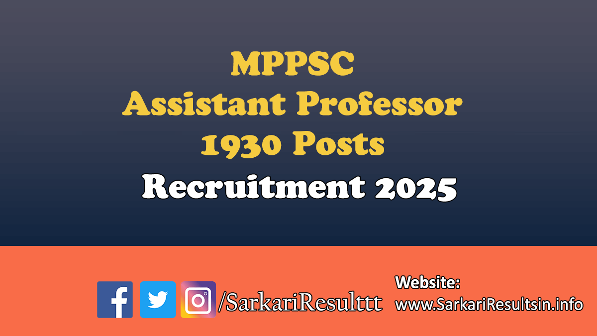 MPPSC Assistant Professor Recruitment 2025