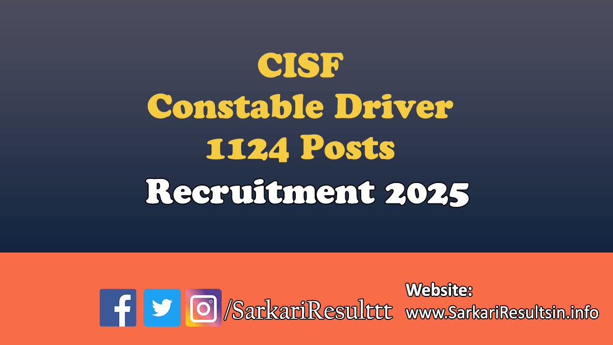 CISF Constable Driver Recruitment 2025