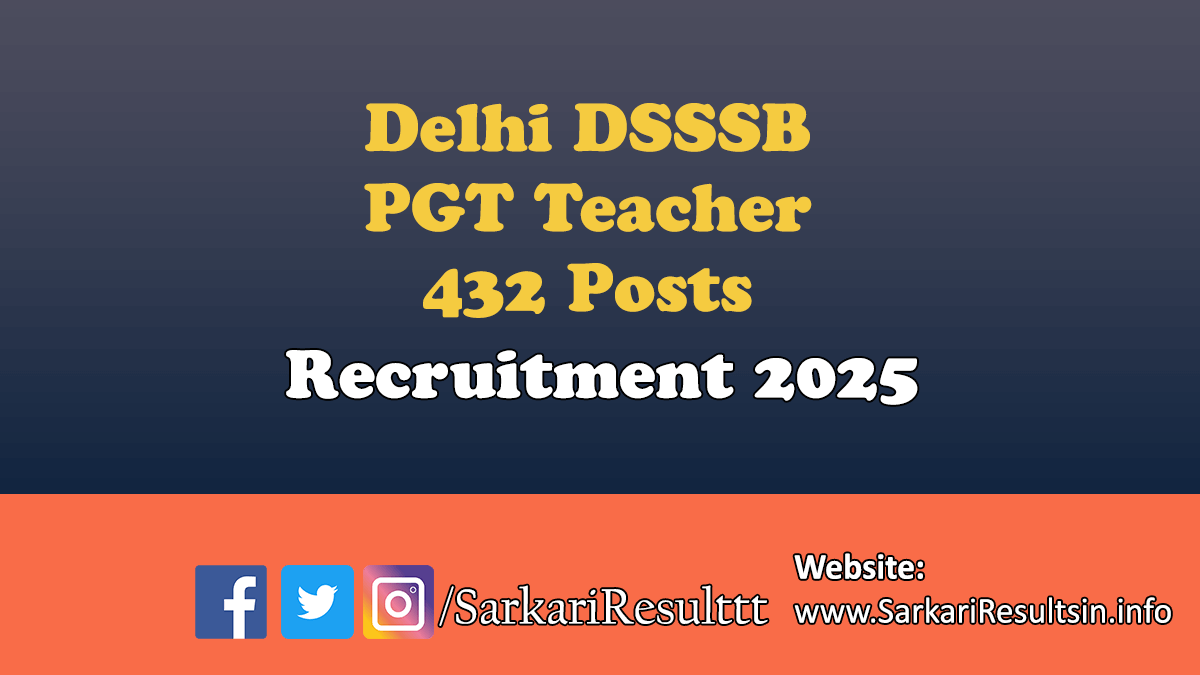 DSSSB PGT Teacher Recruitment 2025