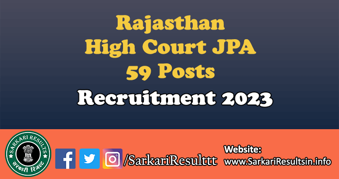 Rajasthan High Court JPA Recruitment 2023