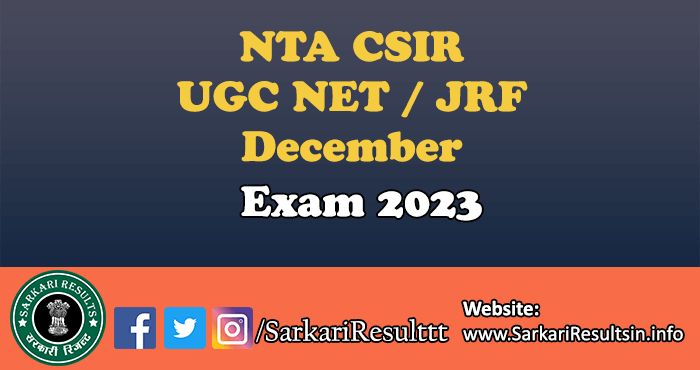 NTA CSIR UGC NET JRF December Exam 2023