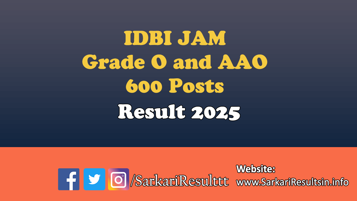 IDBI JAM Grade O and AAO Result 2024