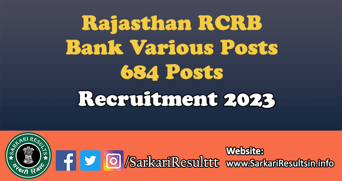 Rajasthan RCRB Bank Various Posts Recruitment 2023