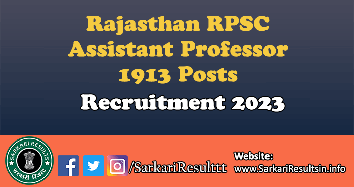 Rajasthan RPSC Assistant Professor Recruitment 2023