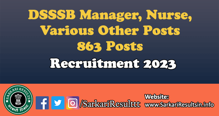 DSSSB Various Posts Recruitment 2023