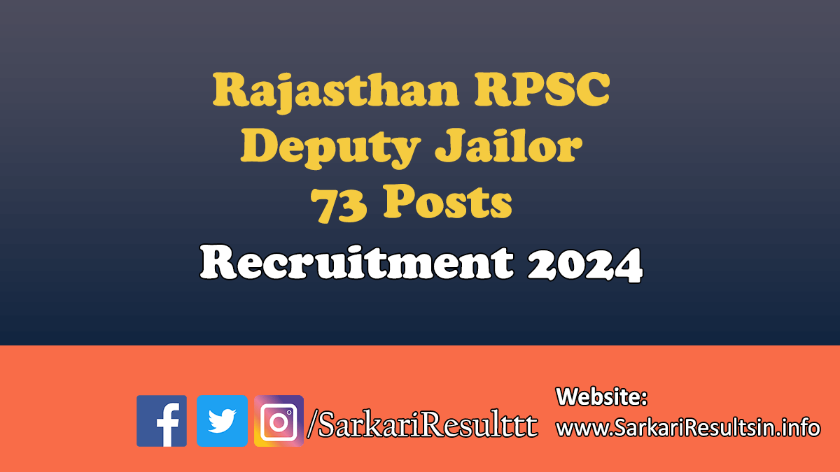 RPSC Deputy Jailor Recruitment 2024
