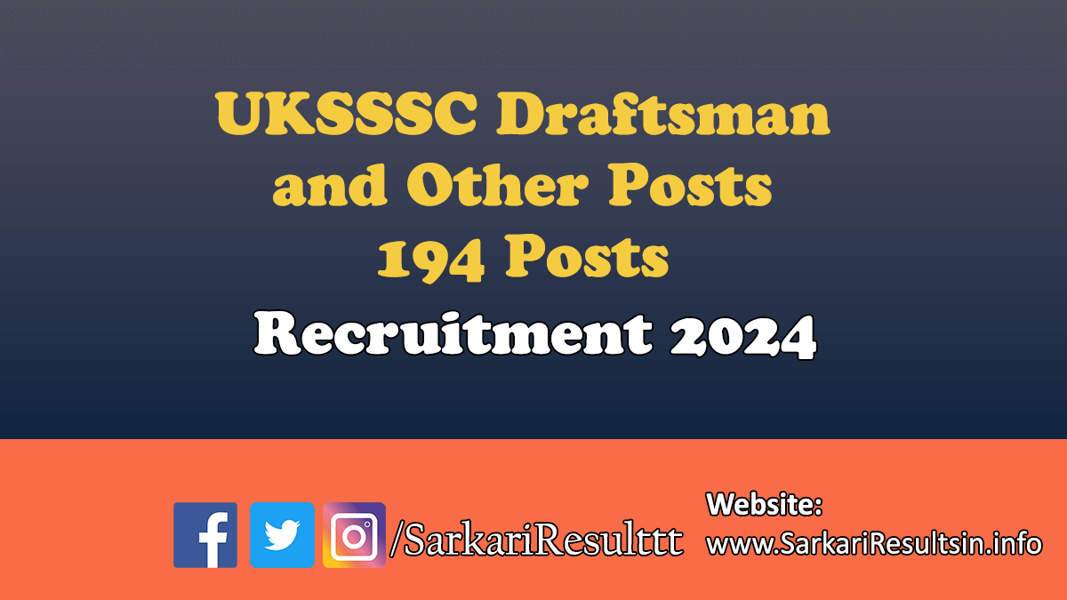 UKSSSC Draftsman Recruitment 2024