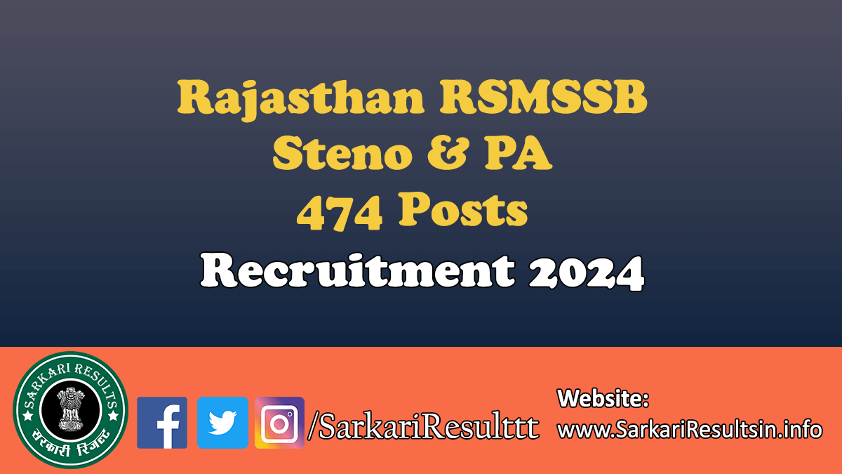 RSMSSB Steno, PA Recruitment 2024
