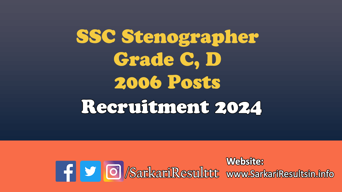 SSC Stenographer Grade C, D Recruitment 2024