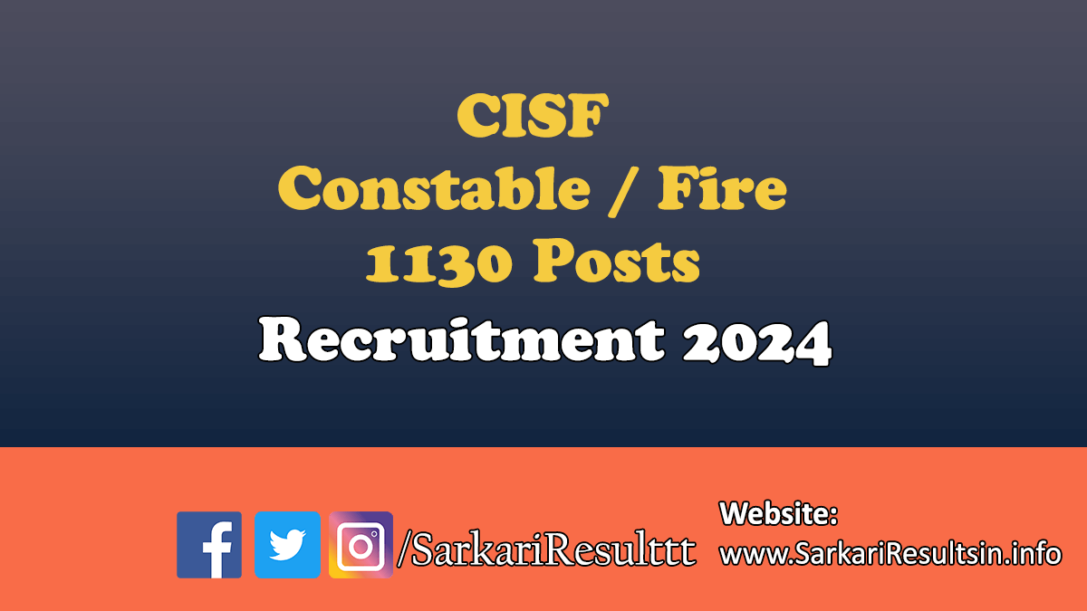 CISF Constable Fire Recruitment 2024